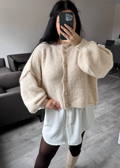 CARDIGAN FINA KURZ BEIGE