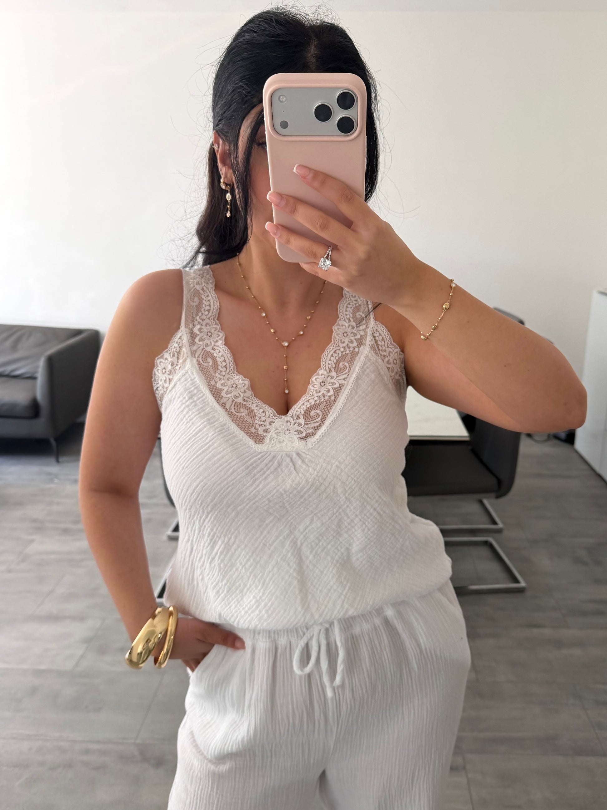 MUSSELIN TOP MIT SPITZE – Musselin Mode Miss Nova