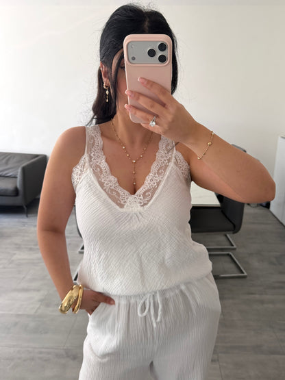MUSSELIN TOP MIT SPITZE – Musselin Mode Miss Nova