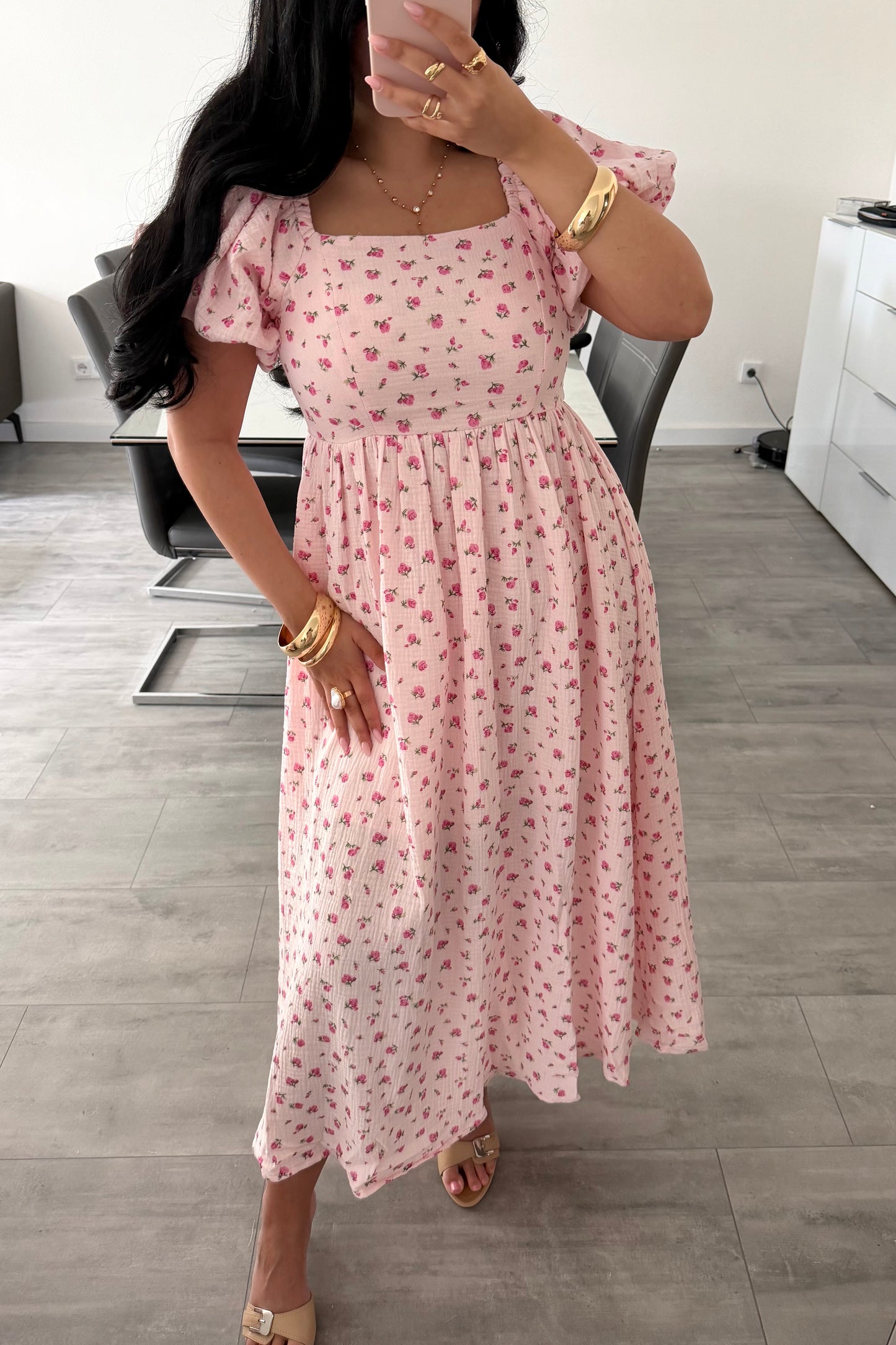 MUSSELIN KLEID ROSALIE MIT ROSENMUSTER – Musselin Mode Miss Nova