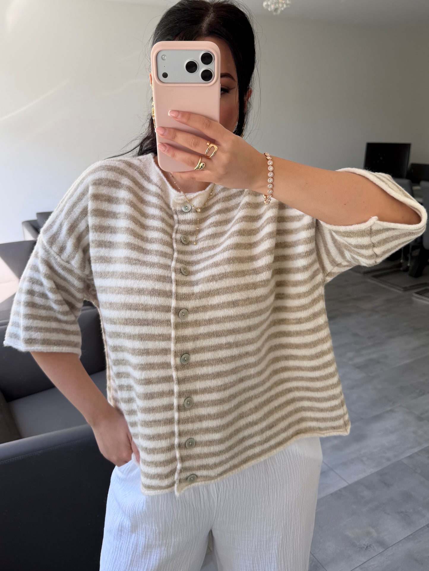 KURZARM CARDIGAN JUNA GESTREIFT – Miss Nova Damenmode