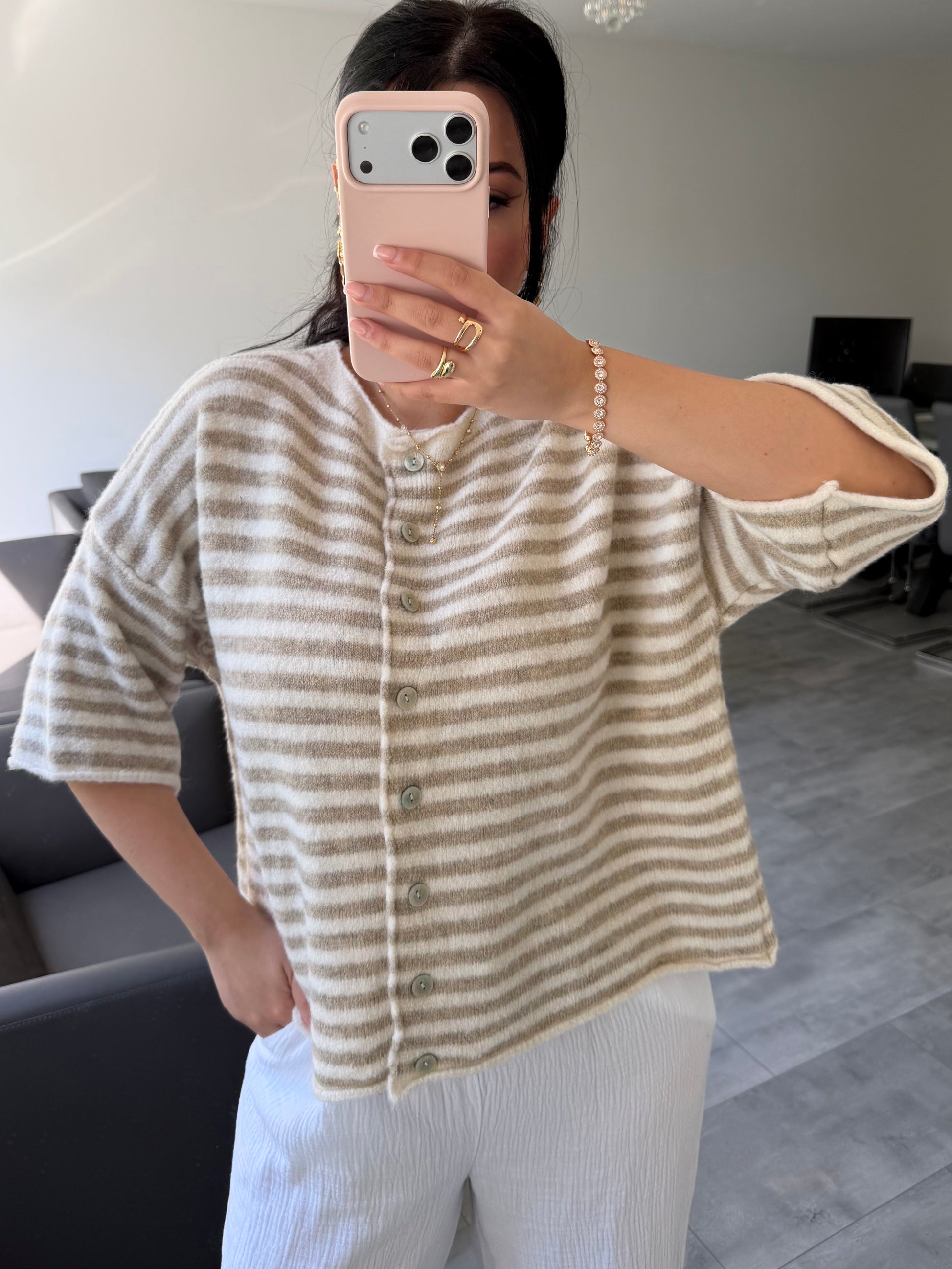 KURZARM CARDIGAN JUNA GESTREIFT – Miss Nova Damenmode