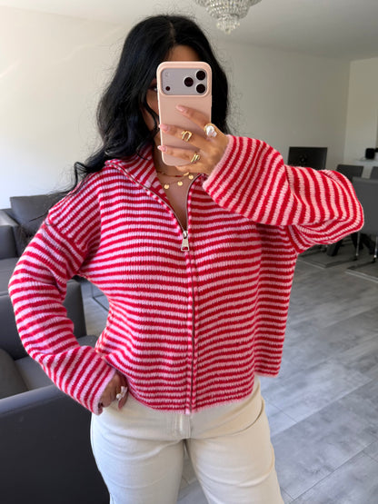Zip Strickjacke Emilia Gestreift | missnova.de