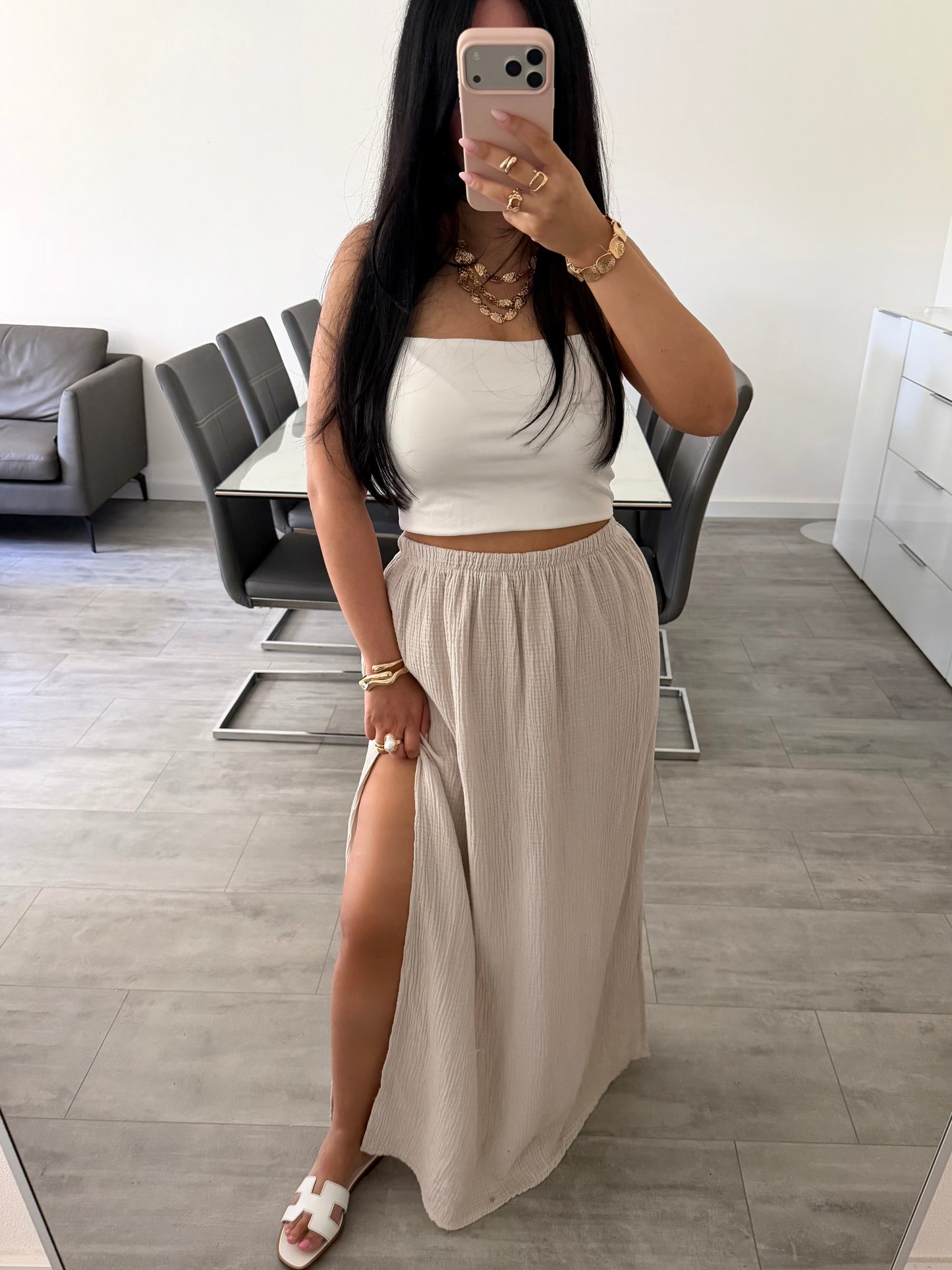 MUSSELIN MAXIROCK MIT SCHLITZ IVANA