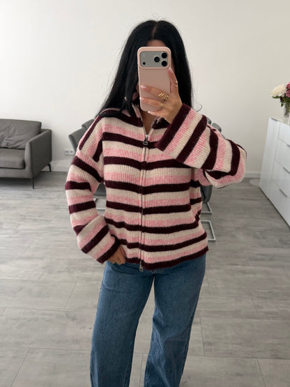 ZIP STRICKJACKE EMILY STREIFEN