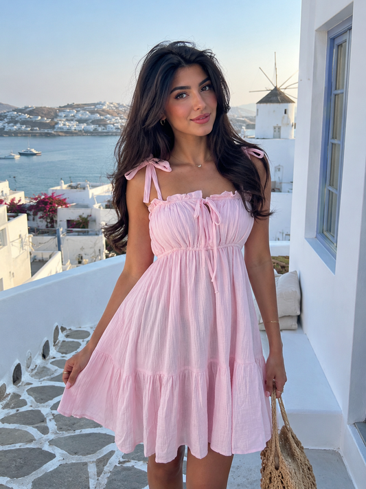 MUSSELIN KLEID AURORA ROSA KURZ Musselin kaufen | Miss Nova
