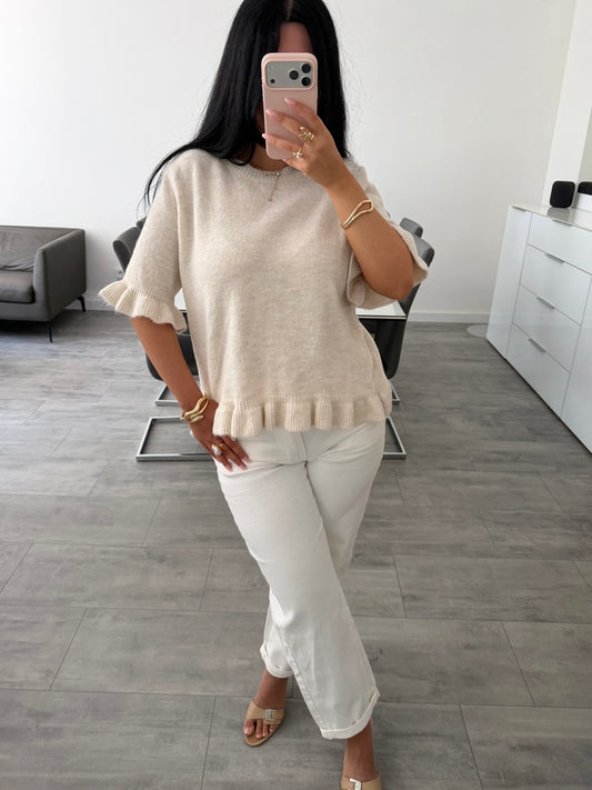 STRICKOBERTEIL MIT RÜSCHEN AMANDA Musselin kaufen | Miss Nova