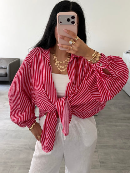 MUSSELIN BLUSE ALMA STREIFEN