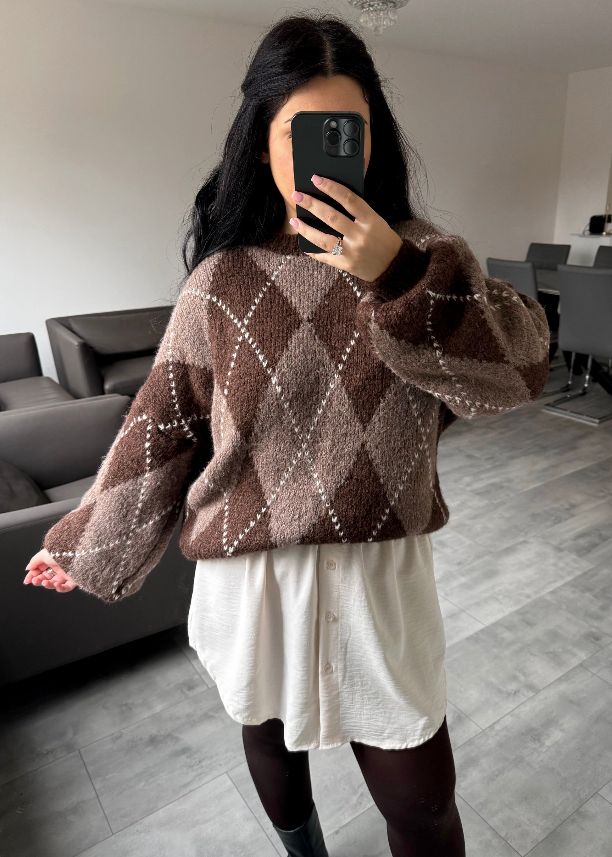 KARO-PULLOVER CLAIRE – Miss Nova Damenmode