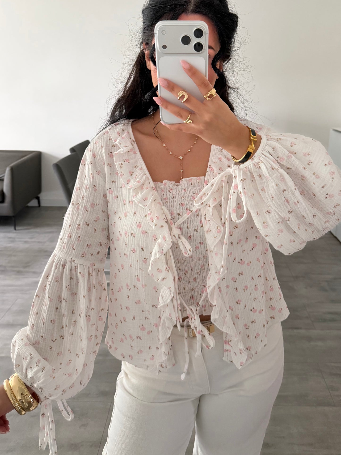 MUSSELIN RÜSCHEN BLUSE BLÜMCHENLIEBE – Musselin Mode Miss Nova