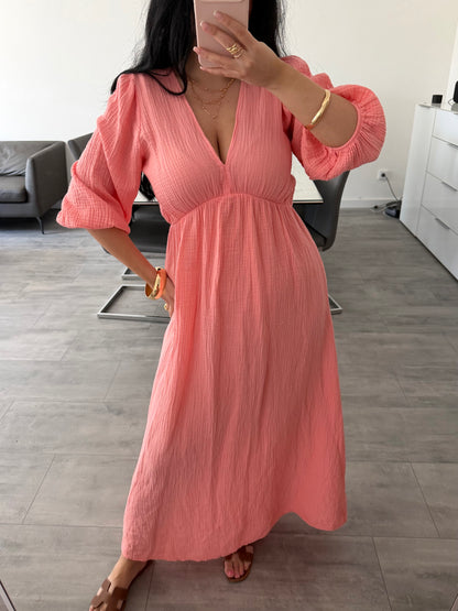 MUSSELIN MAXIKLEID MIT V-AUSSCHNITT ZARIA