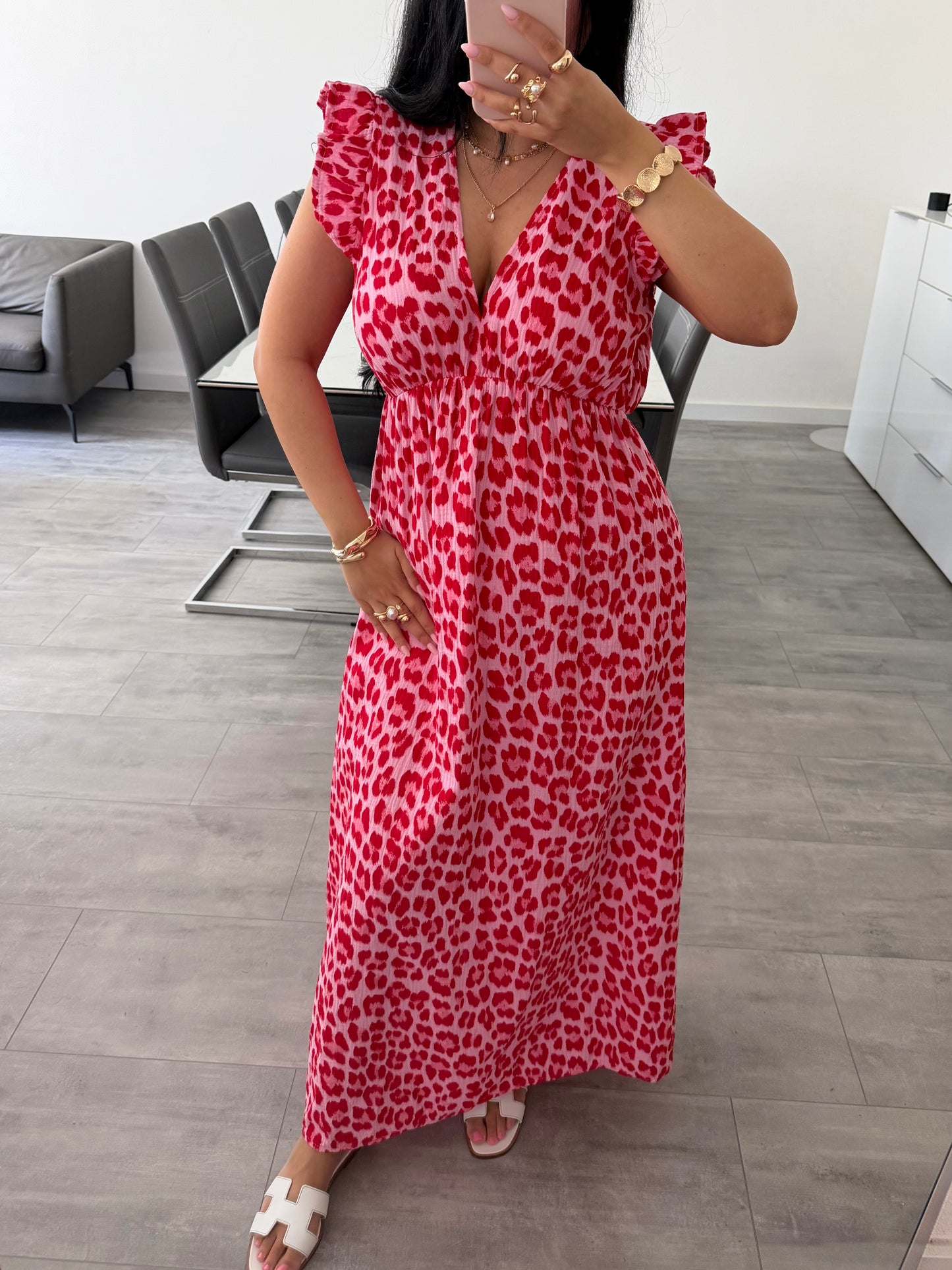 MUSSELIN KLEID MILENA LEOPRINT