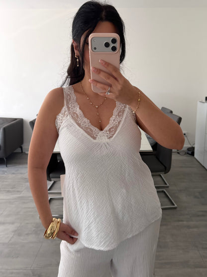MUSSELIN TOP MIT SPITZE – Musselin Mode Miss Nova