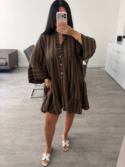 OVERSIZE MUSSELIN KLEID MIT KNOPFLEISTE MIRANDA