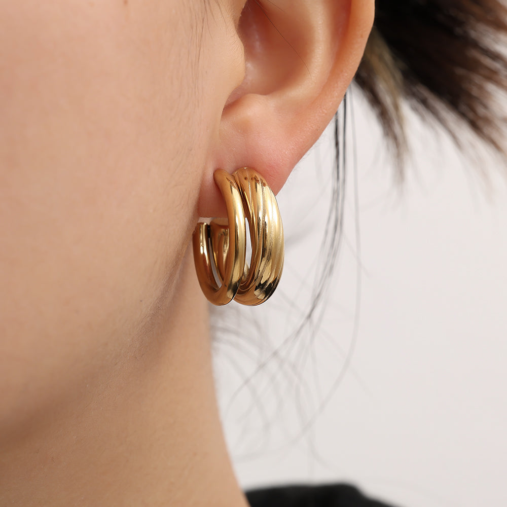 EDELSTAHL OHRRINGE HALF HOOP – Miss Nova Damenmode