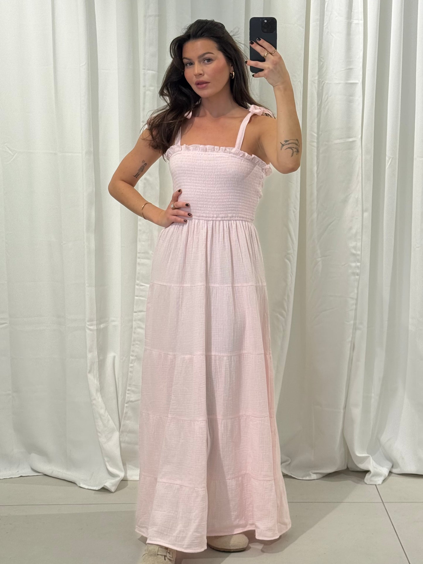 MUSSELIN KLEID LAYLA MIT SCHLEIFEN