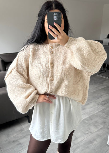 CARDIGAN FINA KURZ BEIGE