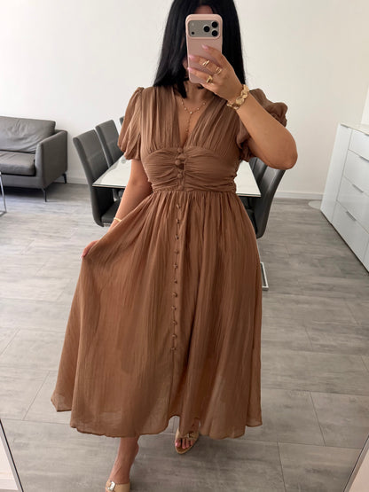 MAXIKLEID MIT KNOPFLEISTE ALVINA – Damenkleid bei Missnova