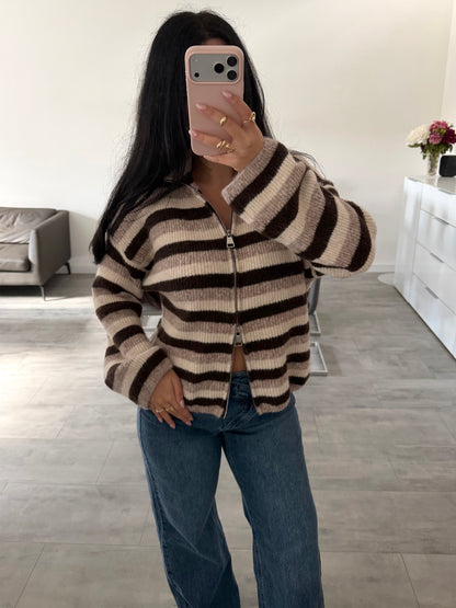 ZIP STRICKJACKE EMILY STREIFEN