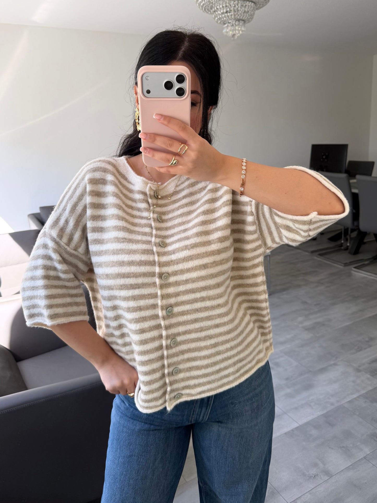 KURZARM CARDIGAN JUNA GESTREIFT – Miss Nova Damenmode