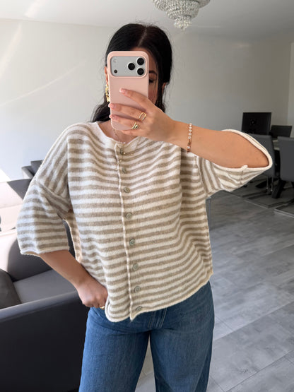 KURZARM CARDIGAN JUNA GESTREIFT – Miss Nova Damenmode