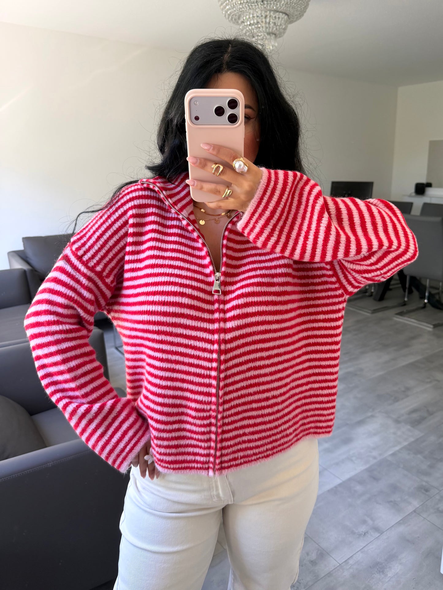 Zip Strickjacke Emilia Gestreift | missnova.de