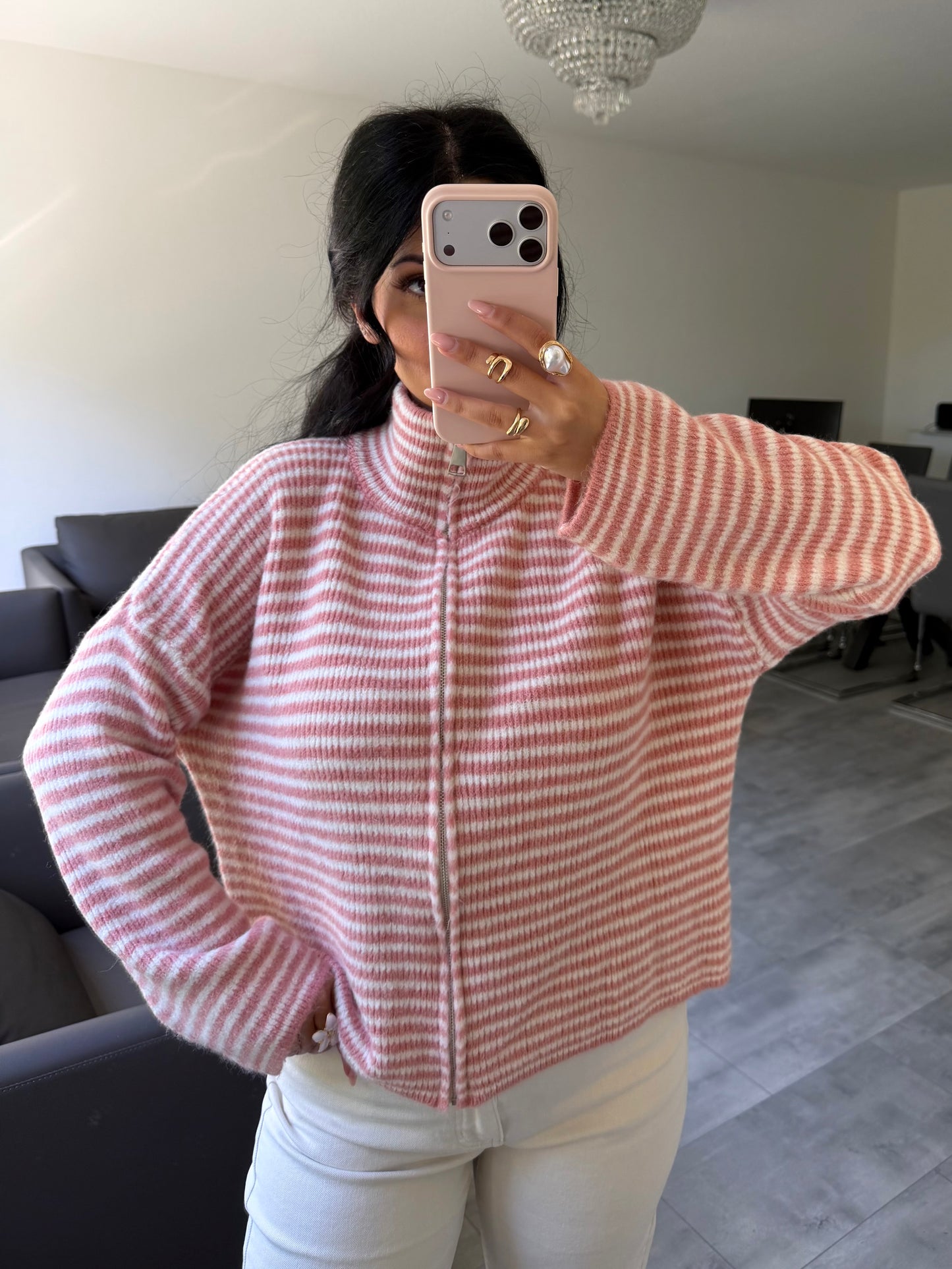 Zip Strickjacke Emilia Gestreift | missnova.de
