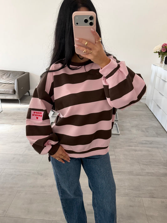OVERSIZE SWEATSHIRT STREIFEN MORE AMORE Musselin kaufen | Miss Nova