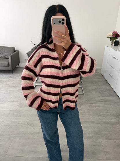 ZIP STRICKJACKE EMILY STREIFEN
