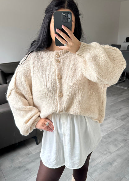 CARDIGAN FINA KURZ BEIGE