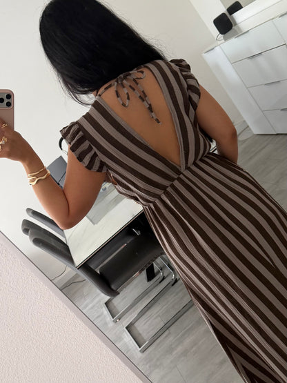 MUSSELIN KLEID MILENA GESTREIFT