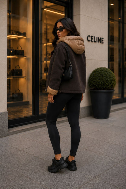 Jacke Eli̇n Dark Mocha Detailansicht – MissNova