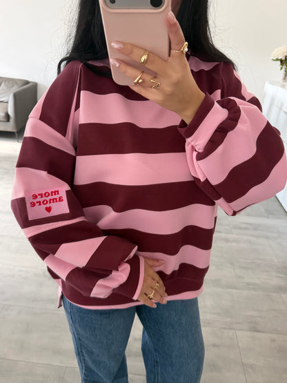 OVERSIZE SWEATSHIRT STREIFEN MORE AMORE