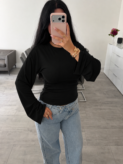 FLARED LONGSLEEVE MIT SEITLICHER RAFFUNG