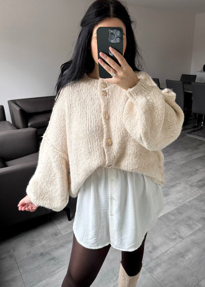 CARDIGAN FINA KURZ BEIGE