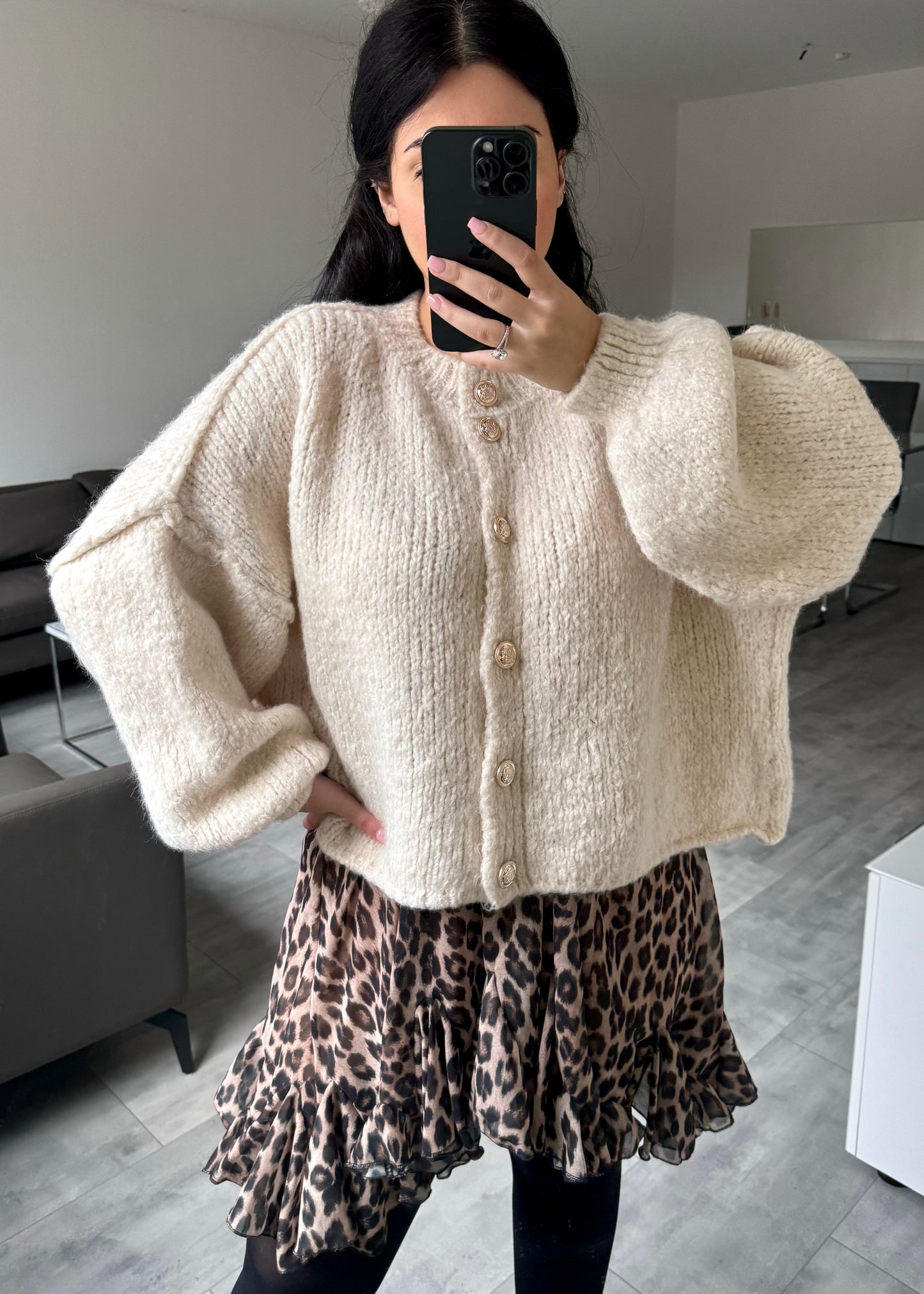 CARDIGAN FINA KURZ BEIGE