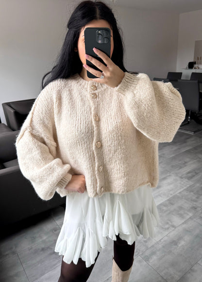 CARDIGAN FINA KURZ BEIGE