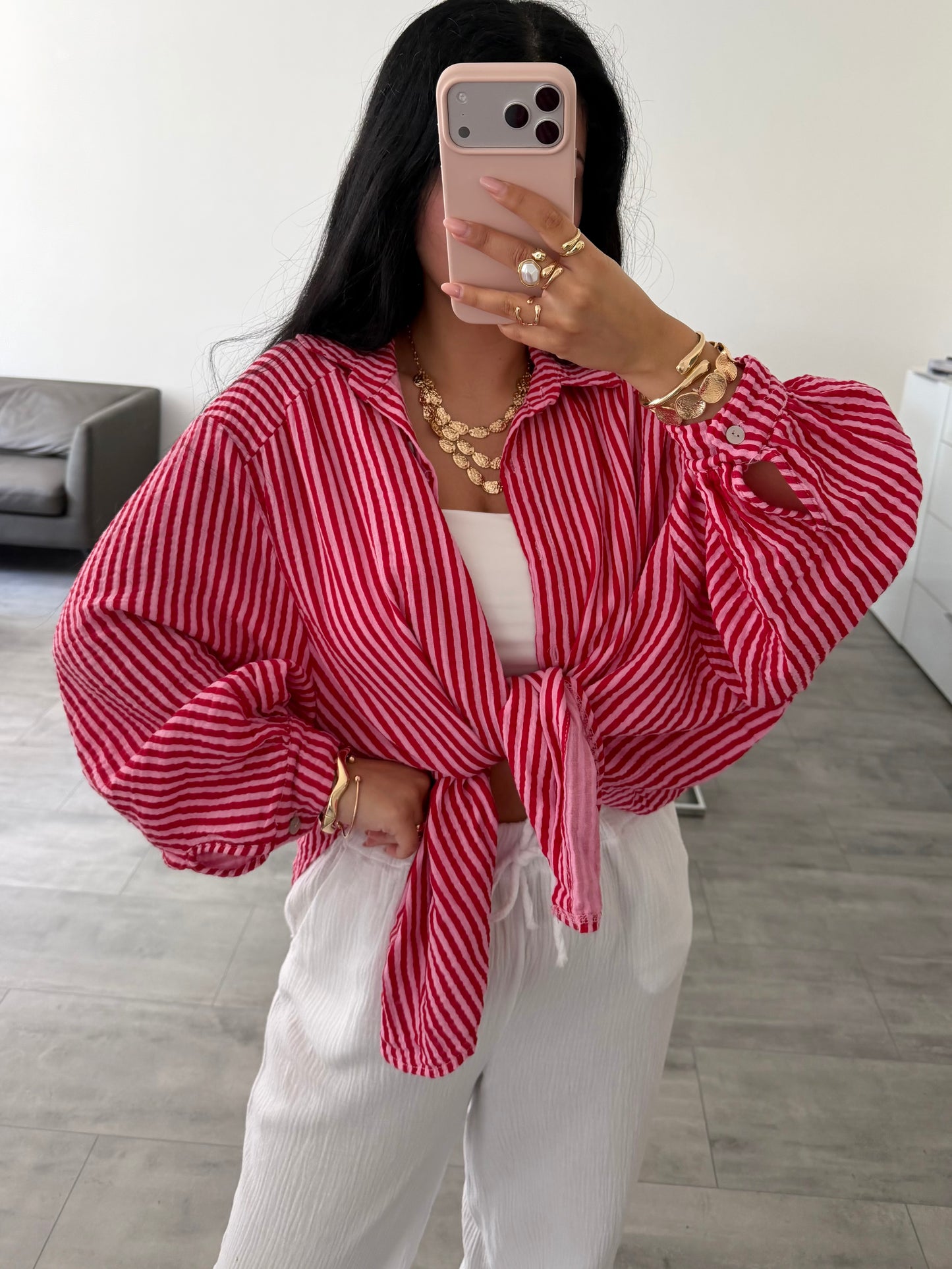 MUSSELIN BLUSE ALMA STREIFEN