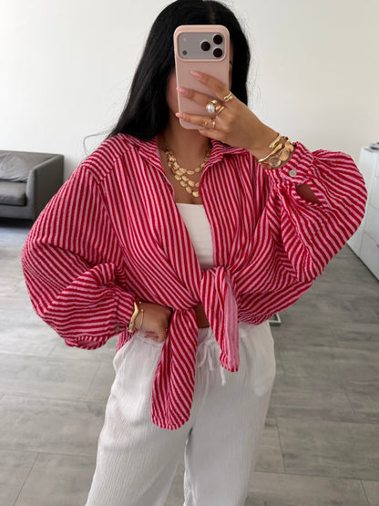 MUSSELIN BLUSE ALMA STREIFEN