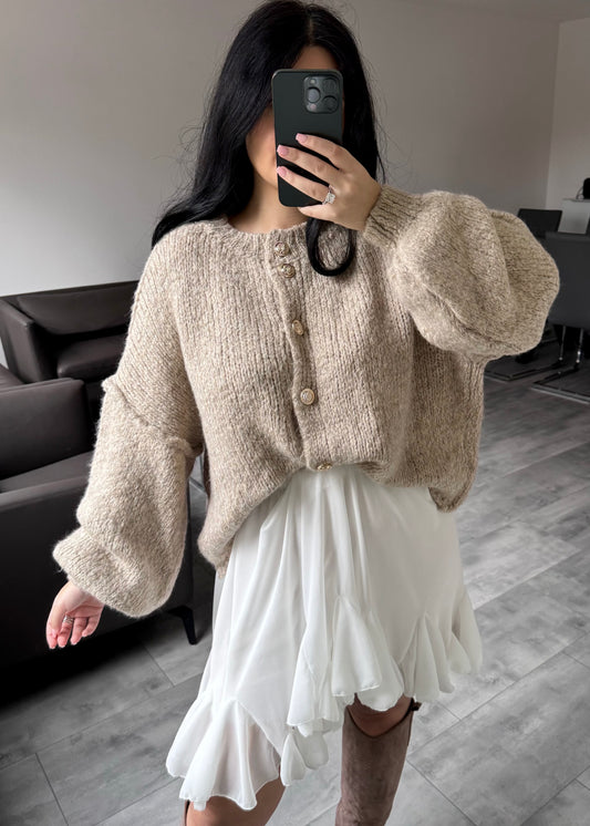 CARDIGAN FINA KURZ TAUPE