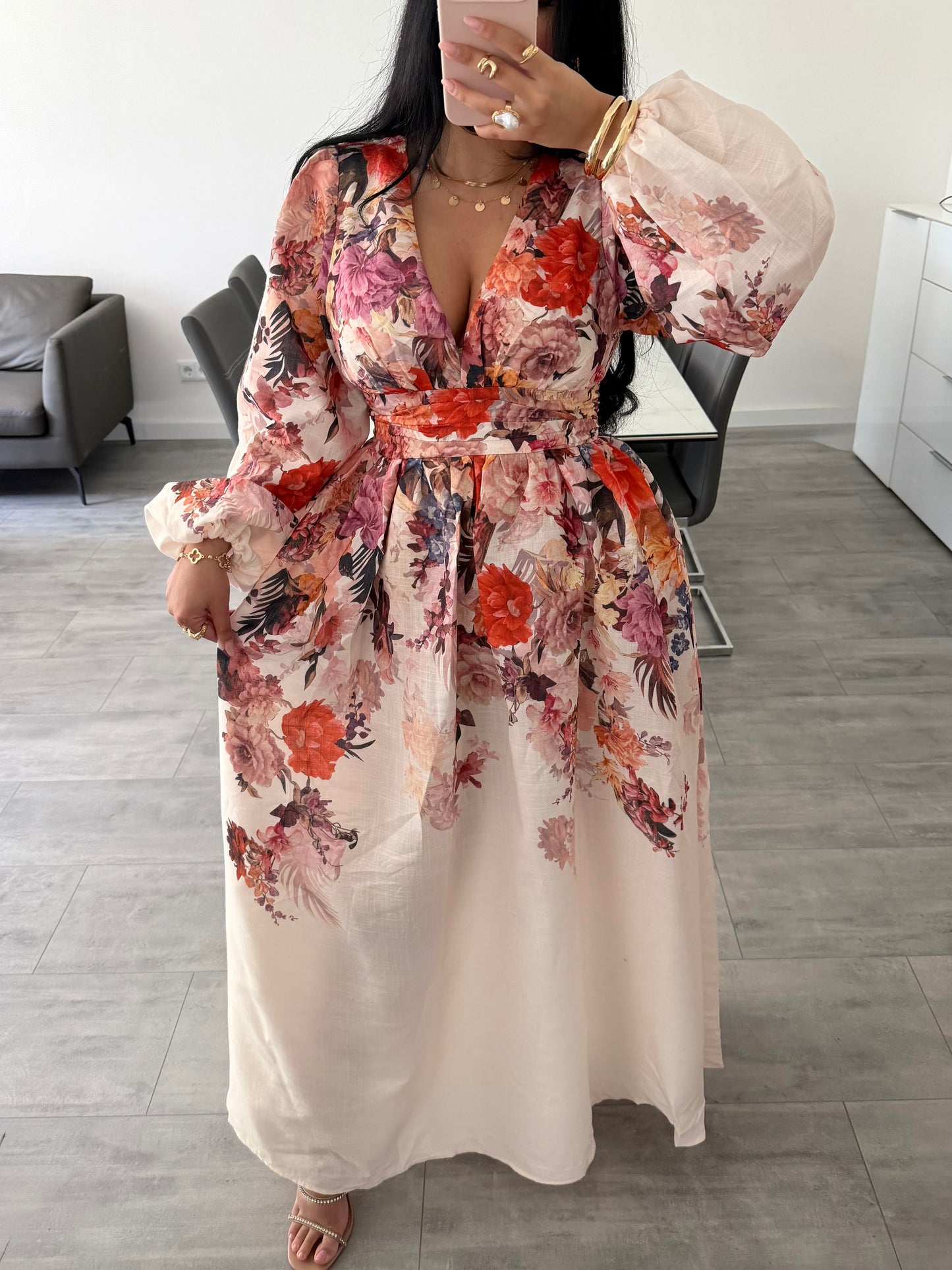 BAUMWOLL-LEINEN MAXIKLEID AMELA