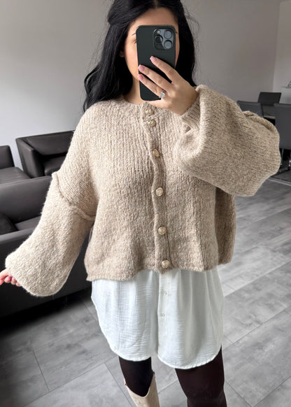 CARDIGAN FINA KURZ TAUPE