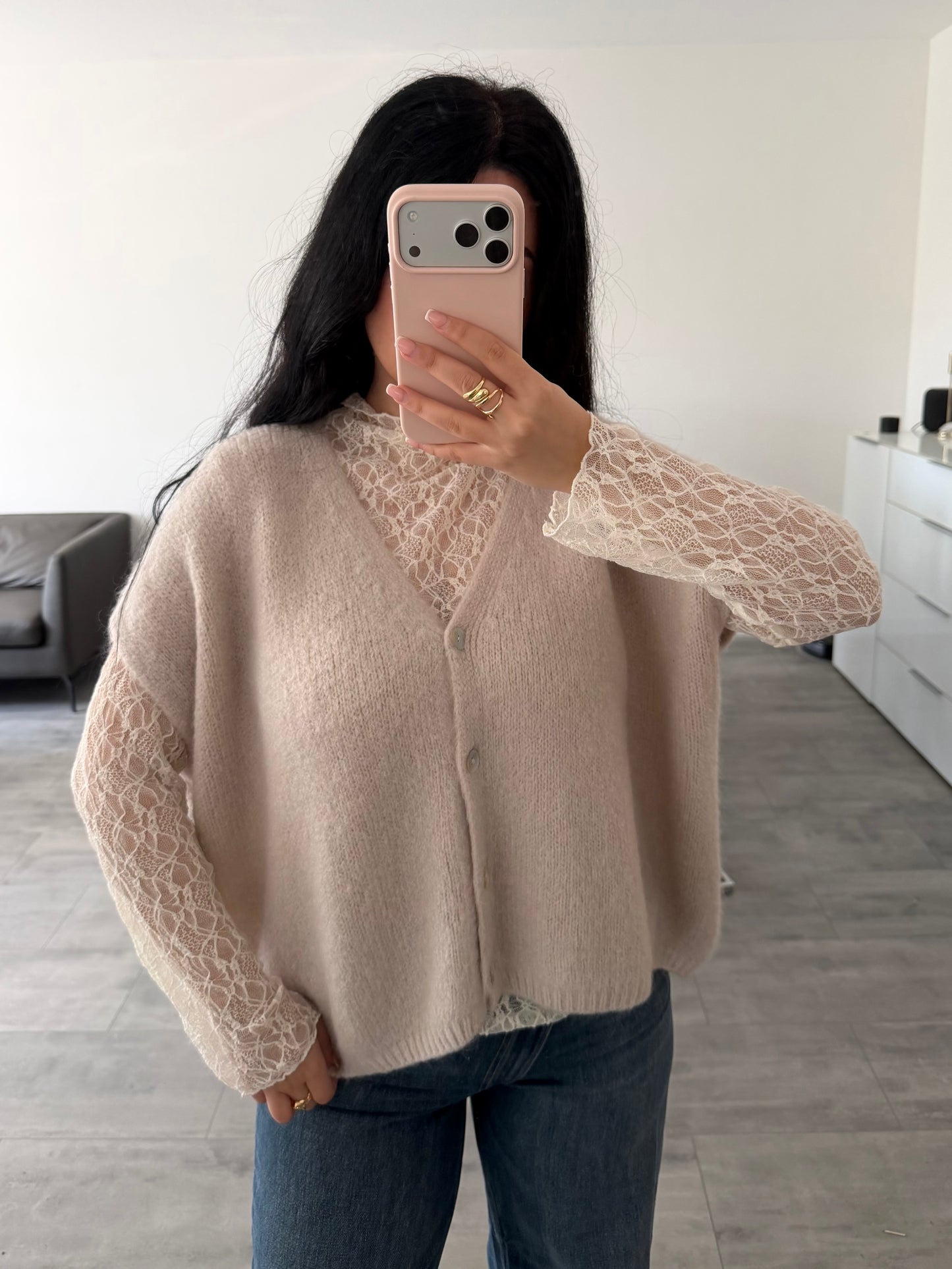 KURZARM STRICKJACKE LENI