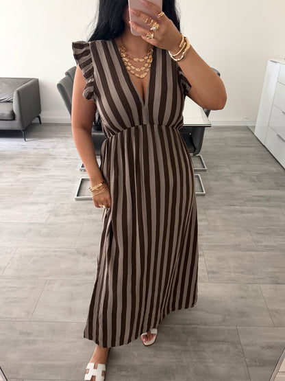 MUSSELIN KLEID MILENA GESTREIFT