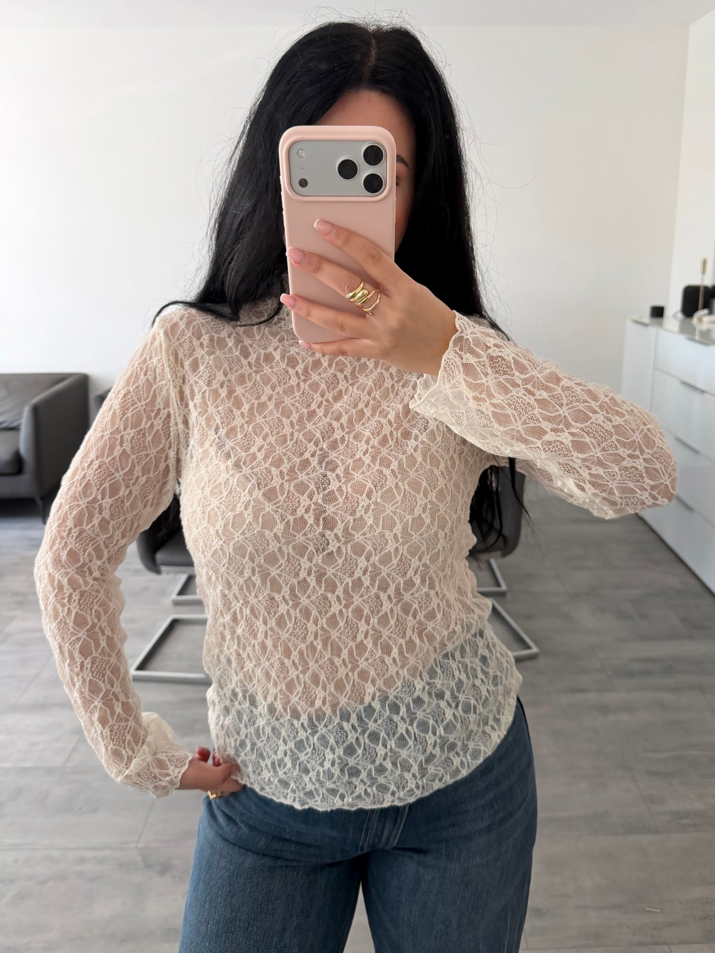 SPITZEN OBERTEIL BELINDA CREMEWEISS