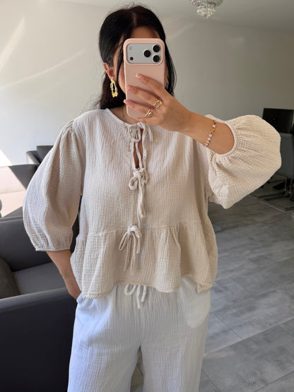 MUSSELIN BLUSE PENELOPE MIT SCHLEIFEN – Musselin Mode Miss Nova