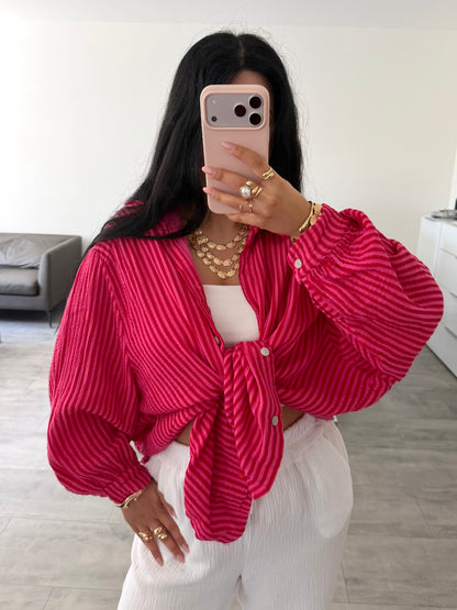 MUSSELIN BLUSE ALMA STREIFEN