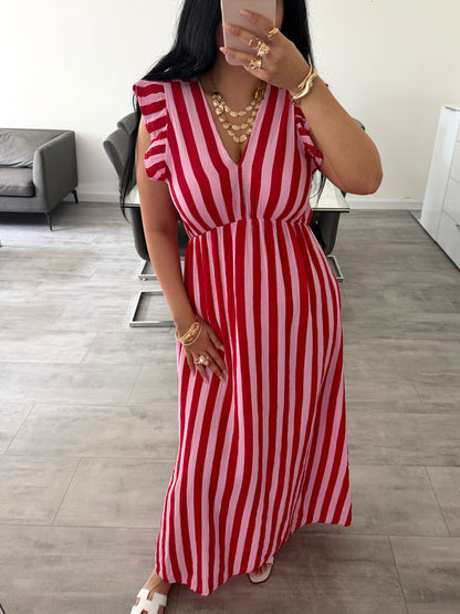 MUSSELIN KLEID MILENA GESTREIFT
