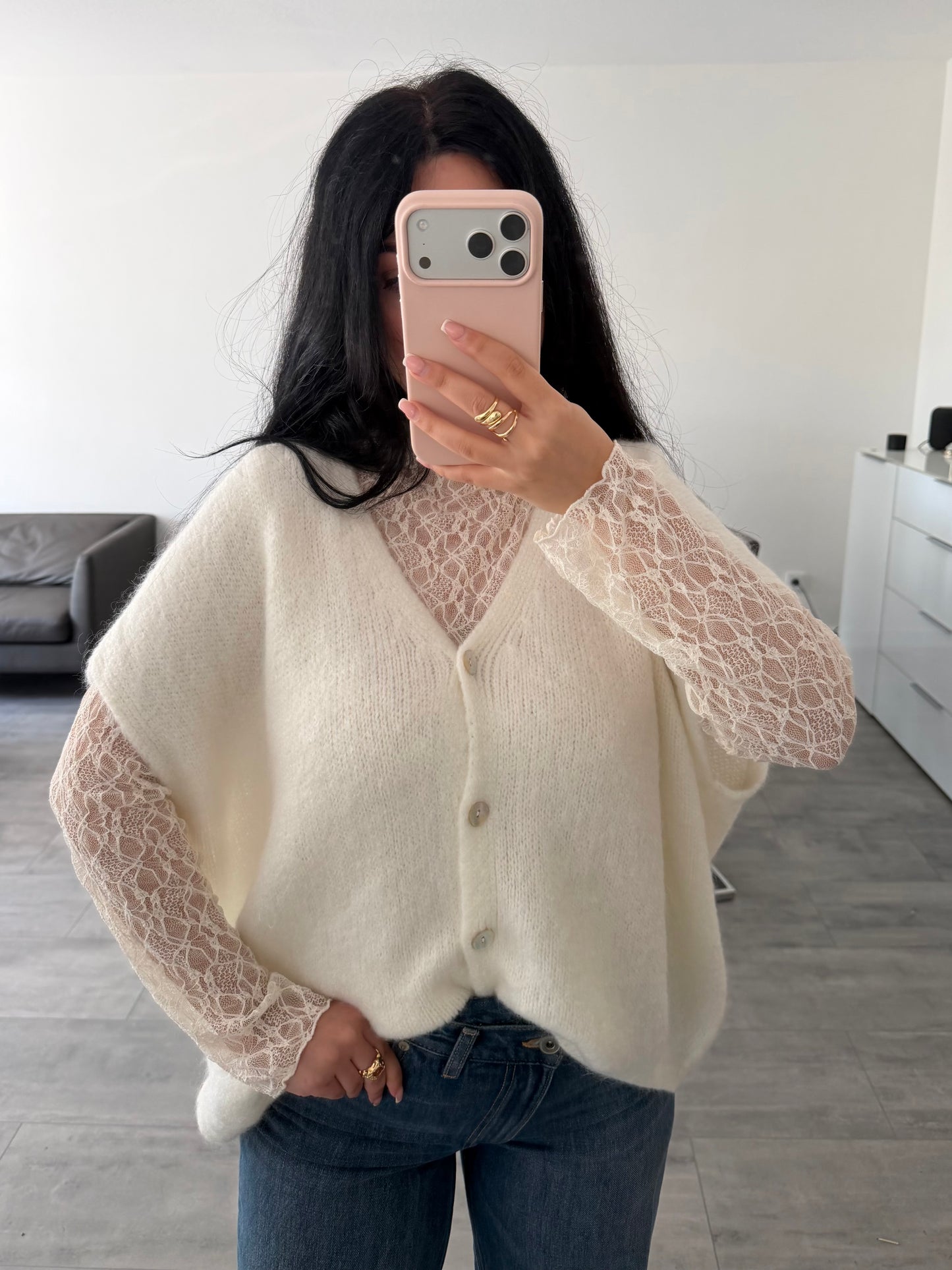 KURZARM STRICKJACKE LENI