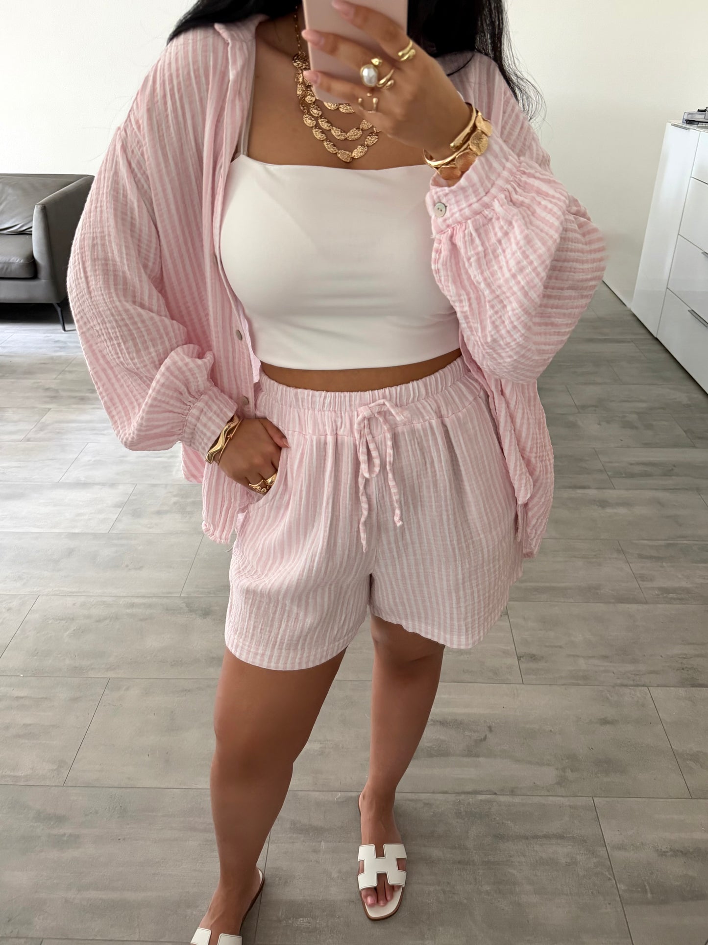 MUSSELIN SHORTS ALMA STREIFEN